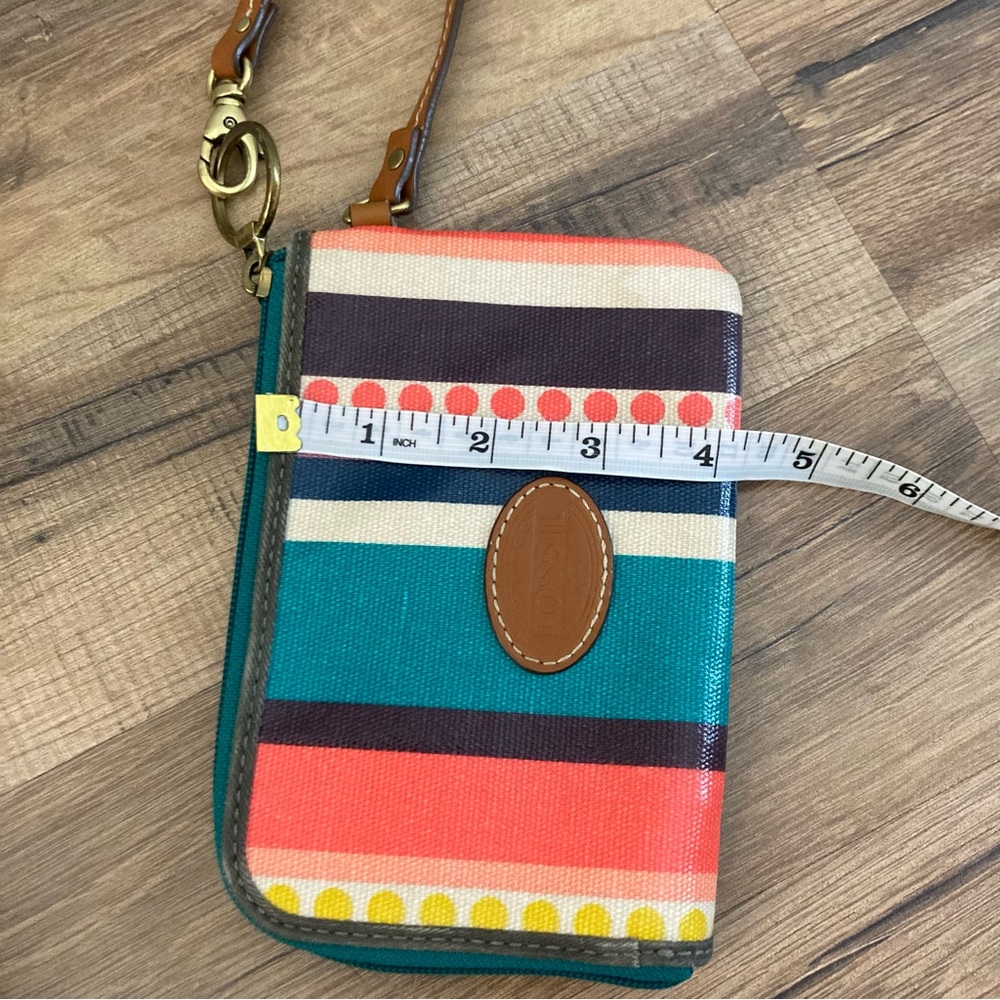 Fossil Keyper Coated Canvas Stripe Zip Around Wristlet Wallet - Picture 3 of 6